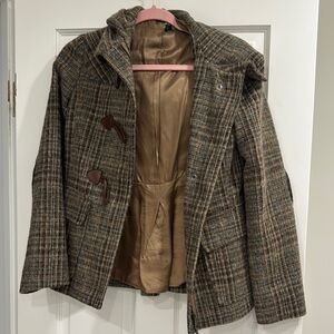 United Colors Of Benetton Brown Tan Pea Coat with Wide Lapels